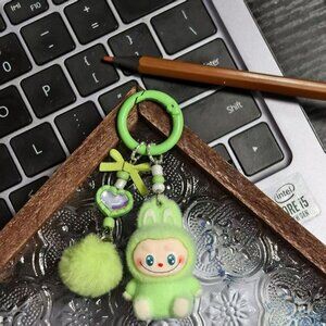 New mini flocked have a seat labubu keychain